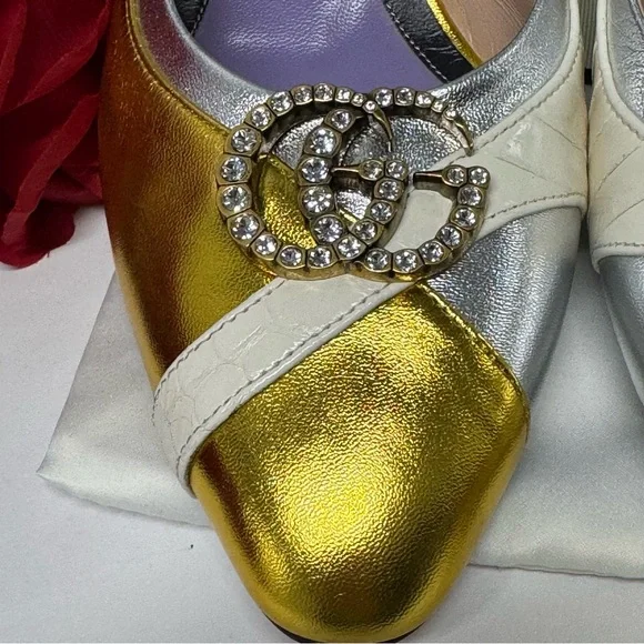 💎$1200 GUCCI CRYSTAL GG WAXEL HEELS - Picture 3 of 14